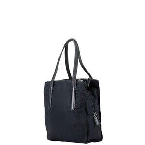 Prada bag tote shoulder logo black triangular nylon leather plate
